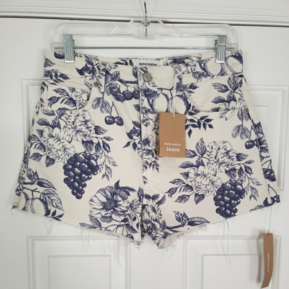 NWT Reformation Jeans Charlie Toile High Rise Jean Shorts Monaco Size 28 New